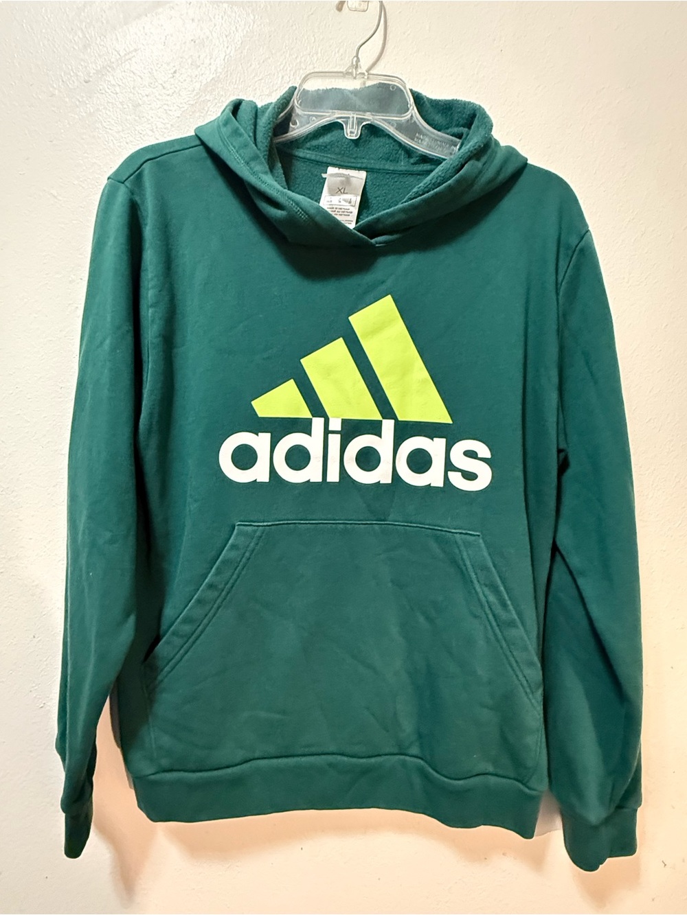 adidas Kids Green Hoodie with white Logo Size 18/20